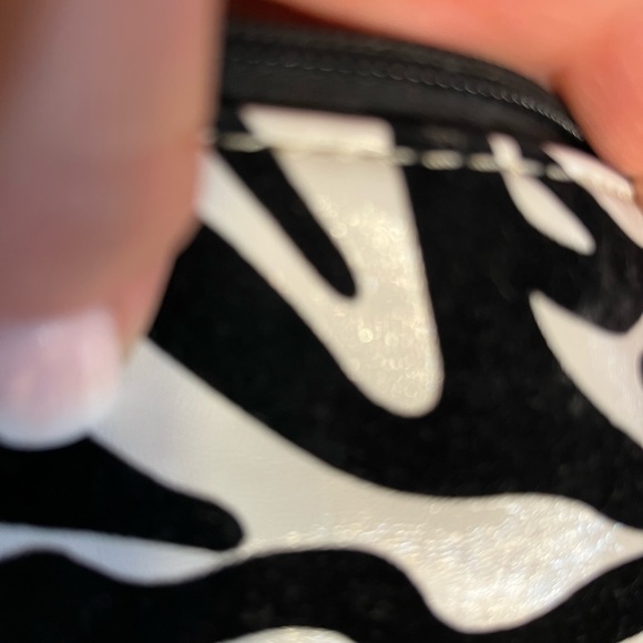 NWT Patton, leather and velvet zebra zip bag - Picture 2 of 6
